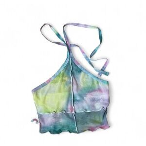 Princess Polly Watercolor Halter Top Tie Strap Sleeveless Crop Top Festival Rave